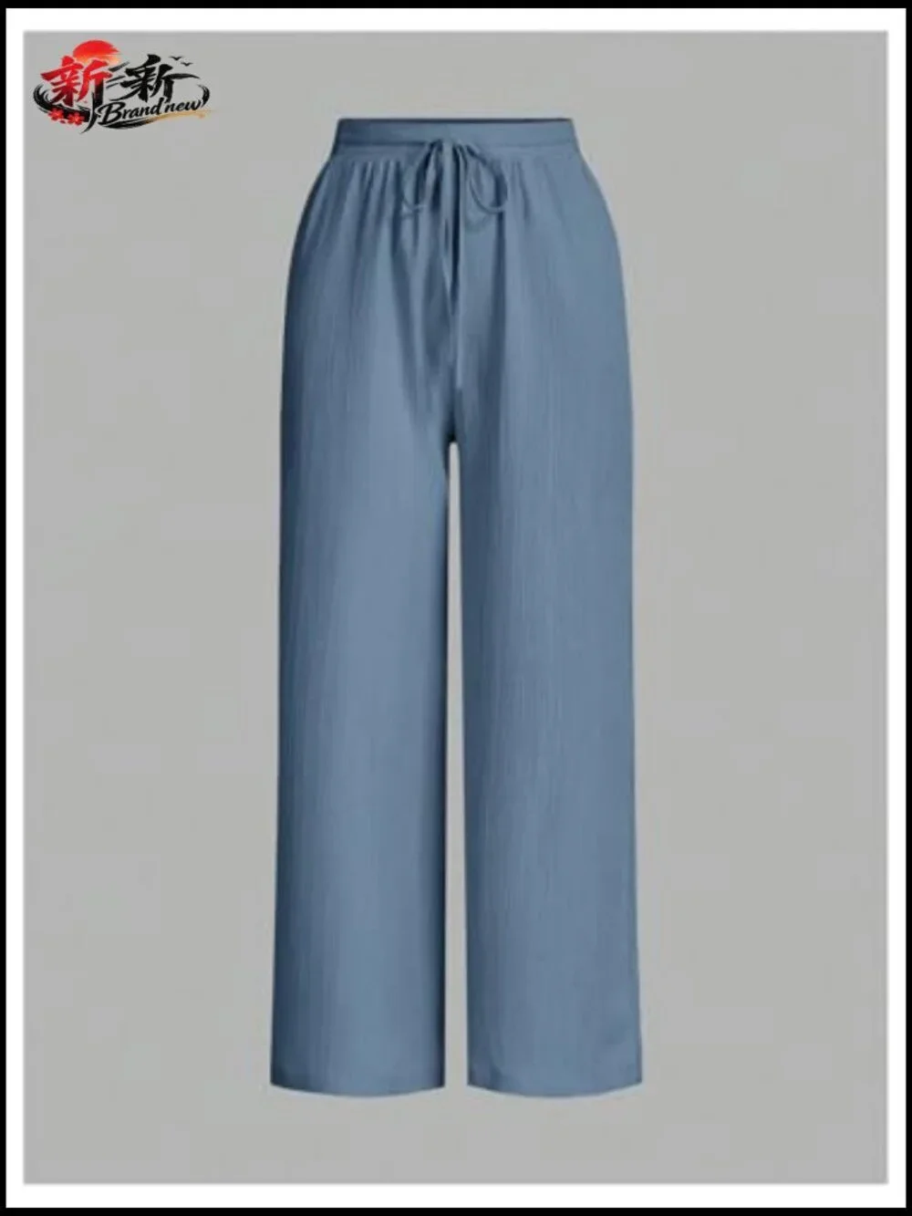 3 Pack Textured Drawstring High Waisted Wide Leg Travel Pants with Pocket - Picture 4 of 5